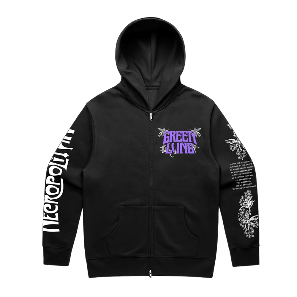 Green Lung Necropolitan zip hoodie svart oversize