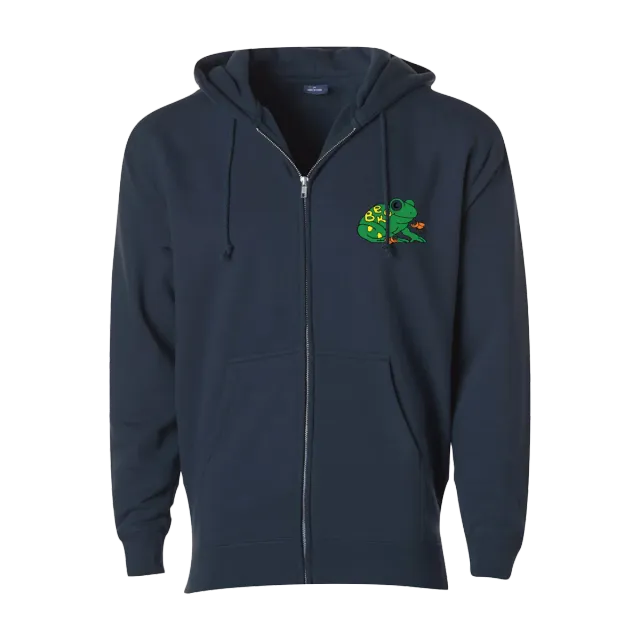 Beck Frog Zip-Up Hoodie marinblå dragkedja