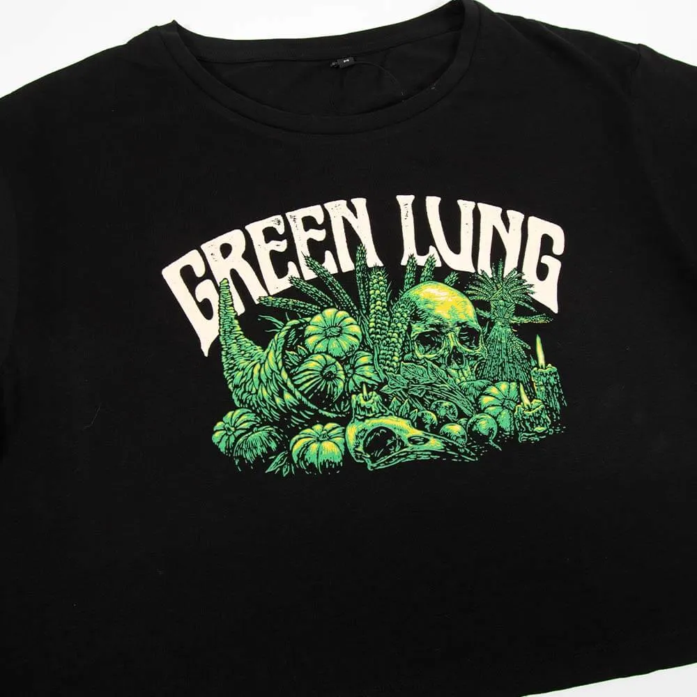 Green Lung Harvest croptopp svart lätt bomull