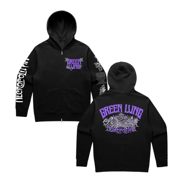Green Lung Necropolitan zip hoodie svart oversize