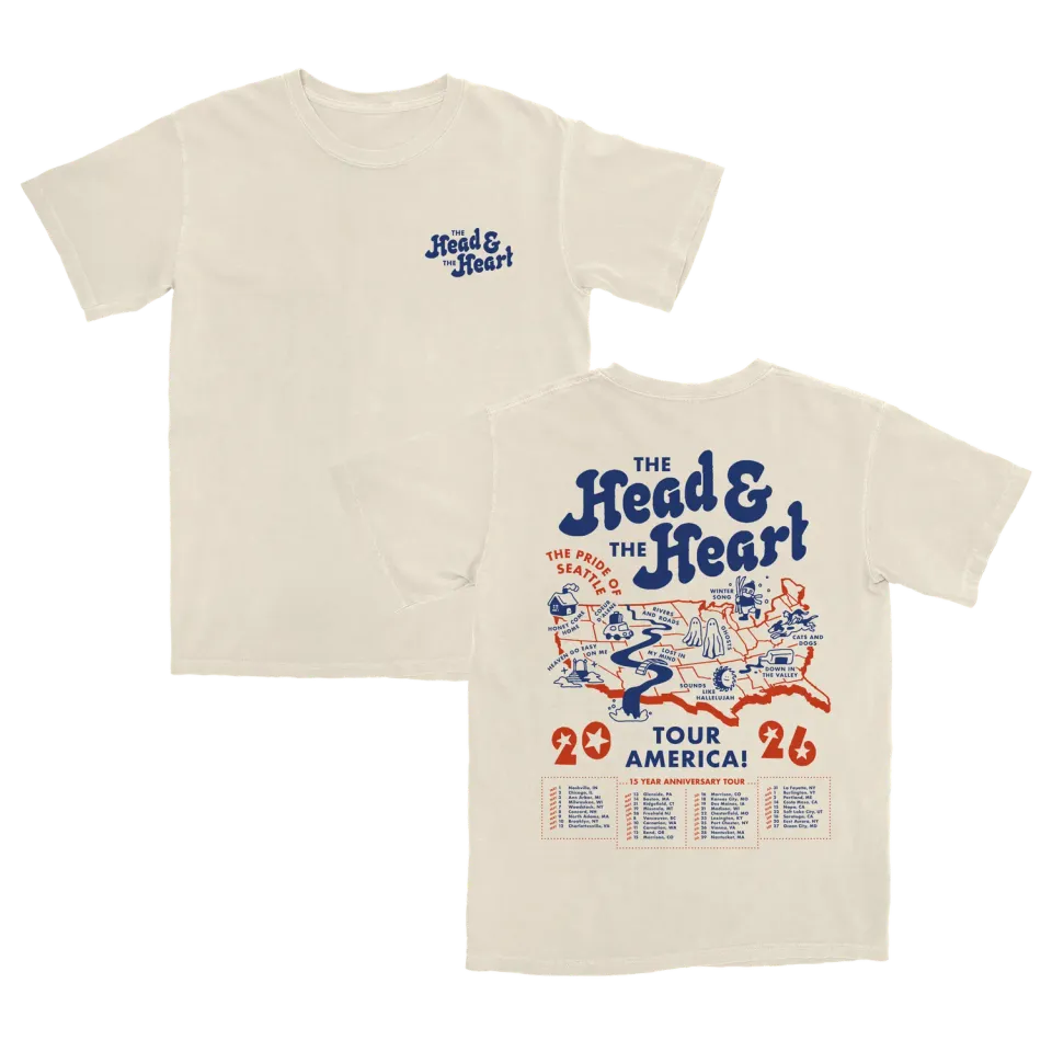 The Head and the Heart Ivory Map Tour t-shirt beige bomull