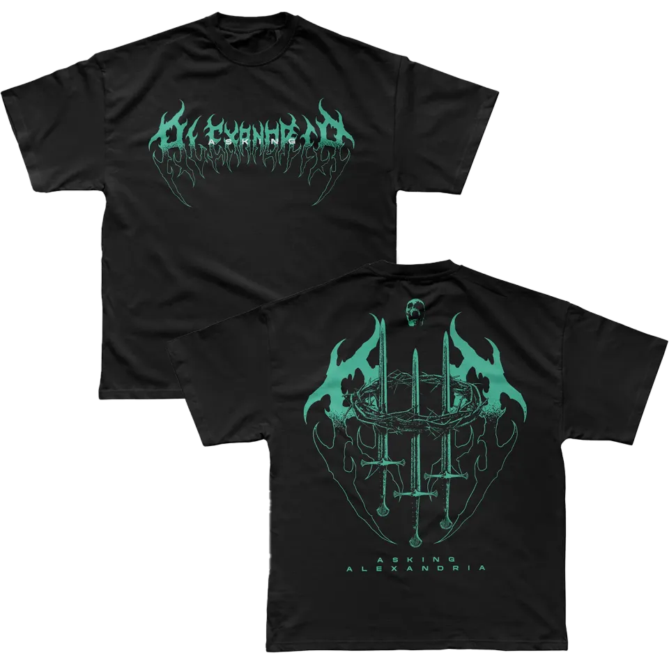 Asking Alexandria Crown Sword t-shirt tryck fram officiell