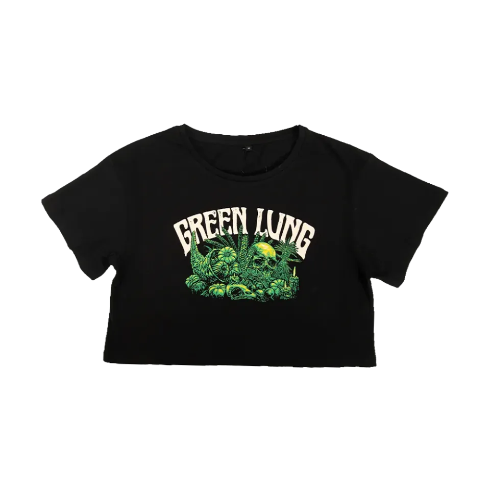 Green Lung Harvest croptopp svart lätt bomull
